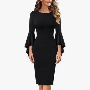 Vfemage Black Bell Sleeve Cocktail Party Dress 12